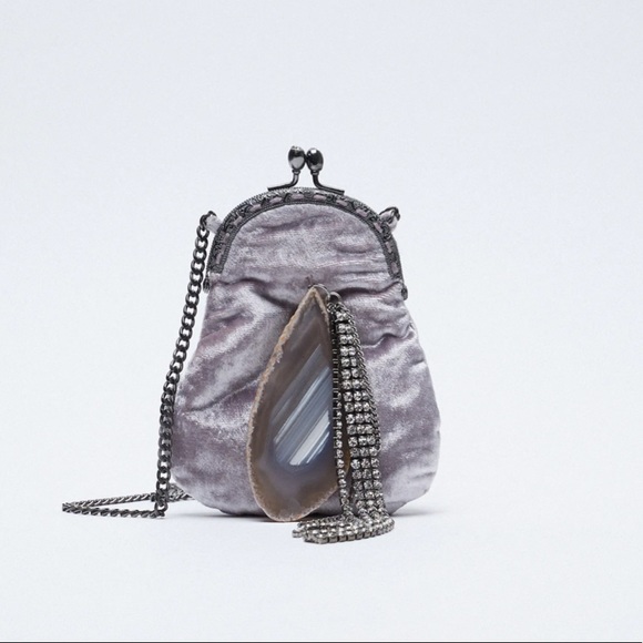 ZARA Velvet Mini Bucket Bag with Kiss Lock BNWT - Picture 7 of 10